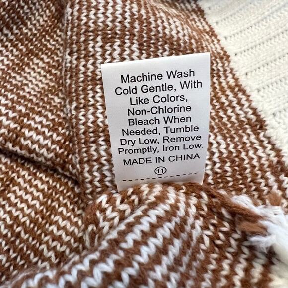 SHEIN Women’s Houndstooth V-Neck Button Down Cardigan Sweater Brown/Cream Size L - Picture 6 of 8